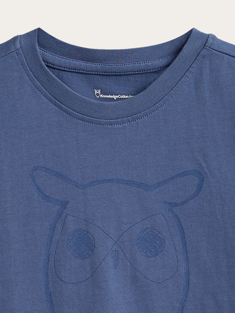 KnowledgeCotton Apparel - YOUNG Owl t-shirt T-shirts 1432 Moonlight Blue