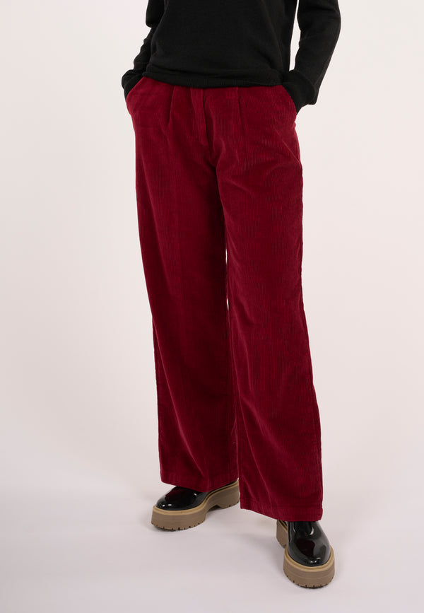 KnowledgeCotton Apparel - WMN POSEY loose corduroy pant Pants 1364 Rhubarb