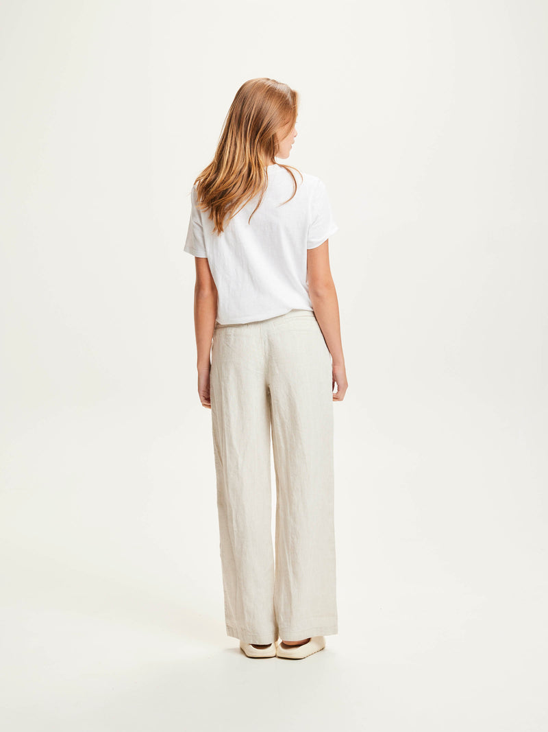 KnowledgeCotton Apparel - WMN POSEY natural linen pants Pants 1228 Light feather gray