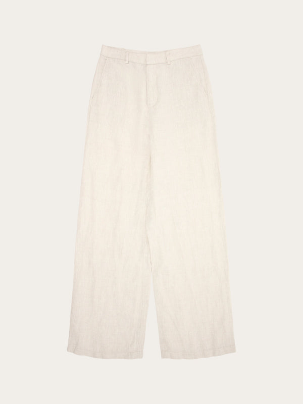 KnowledgeCotton Apparel - WMN POSEY natural linen pants Pants 1228 Light feather gray