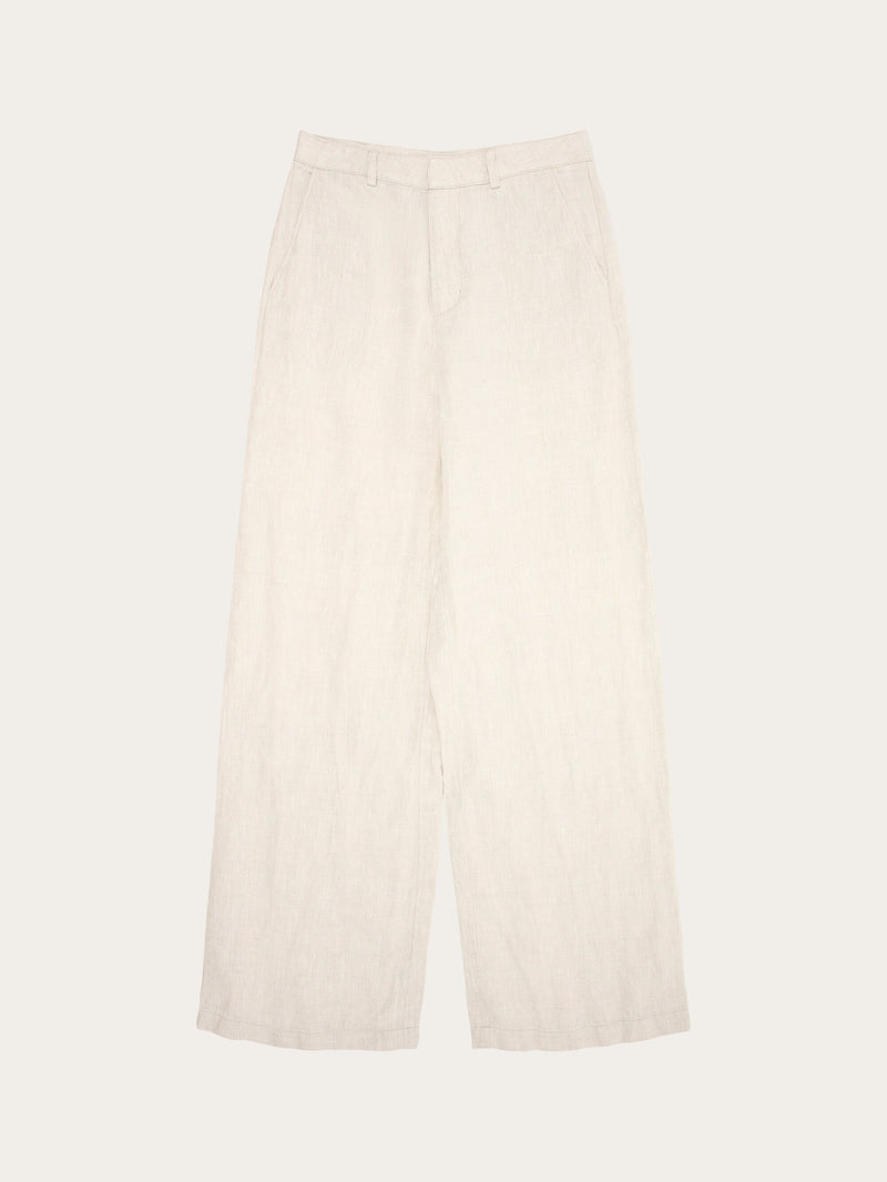 KnowledgeCotton Apparel - WMN POSEY natural linen pants Pants 1228 Light feather gray