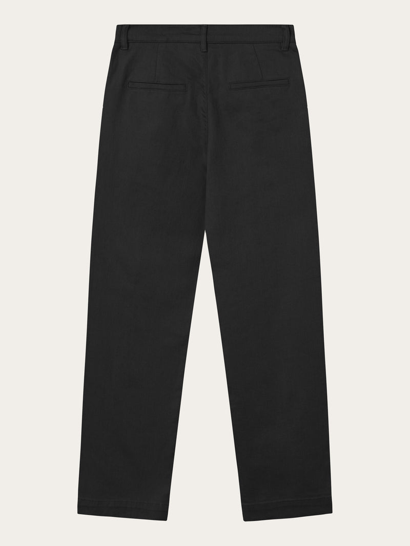 KnowledgeCotton Apparel - WMN POSEY wide high-rise twill pants Pants 1300 Black Jet