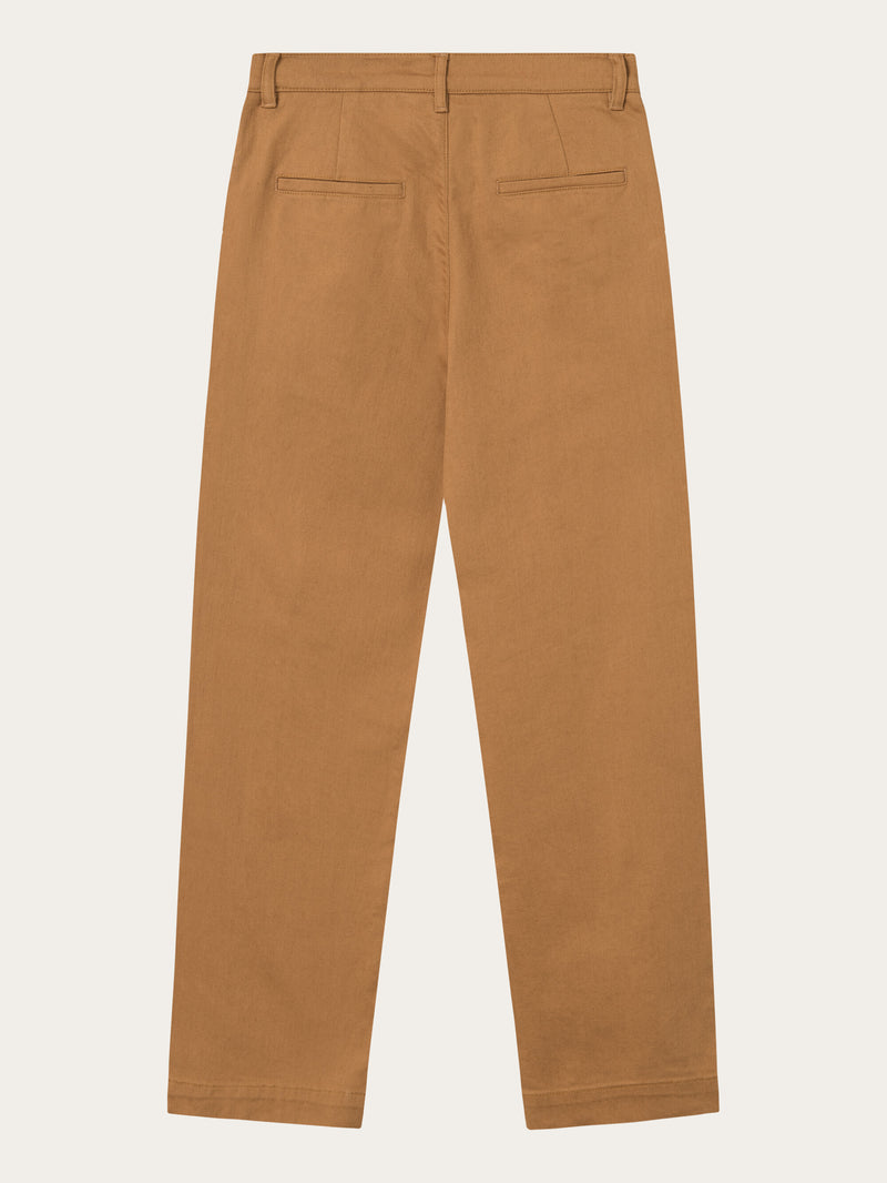 KnowledgeCotton Apparel - WMN POSEY wide high-rise twill pants Pants 1366 Brown Sugar