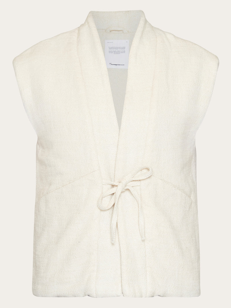 KnowledgeCotton Apparel - WMN Padded kimono herringbone structure vest Vests 1387 Egret