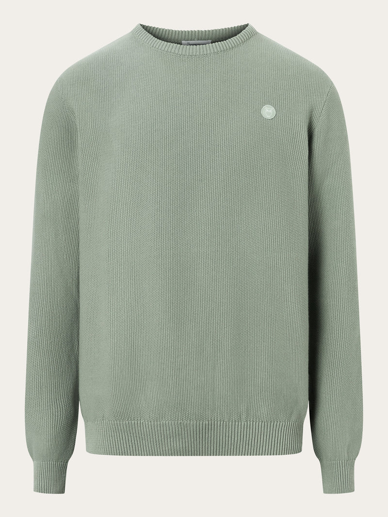 KnowledgeCotton Apparel - MEN Pique badge knit o-neck Knits 1396 Lily Pad