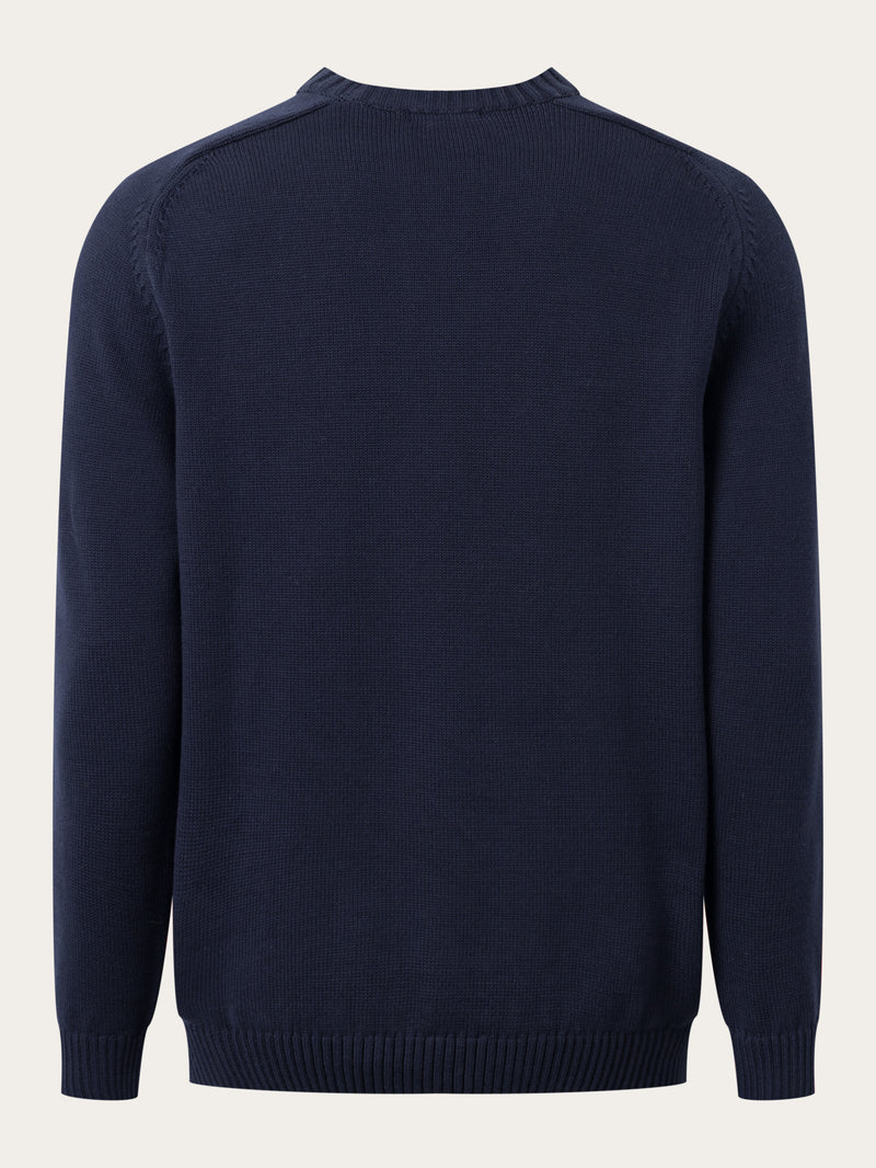 KnowledgeCotton Apparel - MEN Plain knitted crew neck Knits 1412 Night Sky