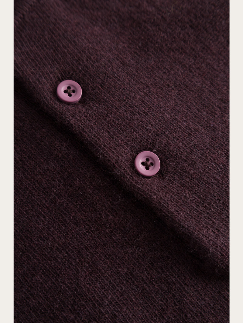 KnowledgeCotton Apparel - MEN Polo wool knit Knits 1404 Deep Mahogany