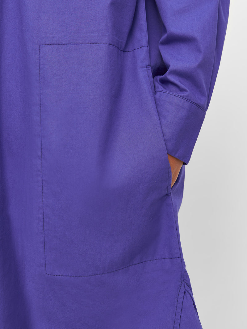 KnowledgeCotton Apparel - WMN Poplin dropped shoulder shirt dress Dresses 1416 Deep Purple