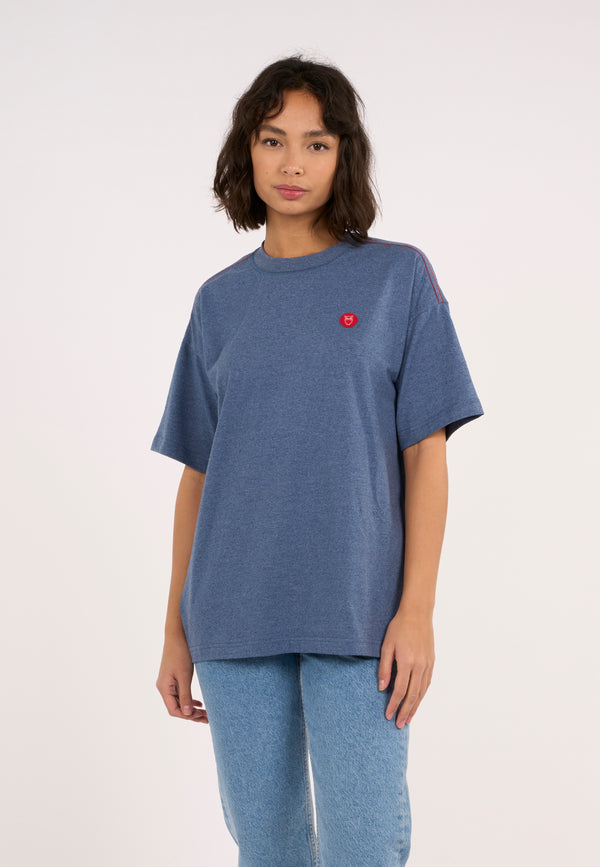 KnowledgeCotton Apparel - WMN Printed t-shirt REBORN™ T-shirts & Tops 1361 China Blue