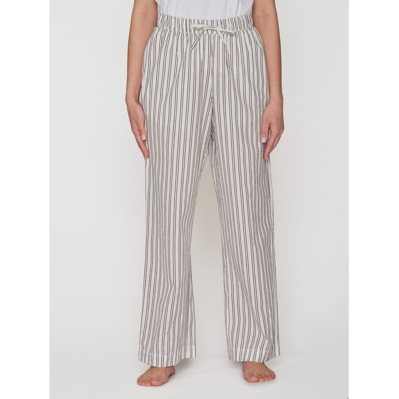 KnowledgeCotton Apparel - WMN Pyjama set - GOTS/Vegan Homewear 8009 Stripe - brown