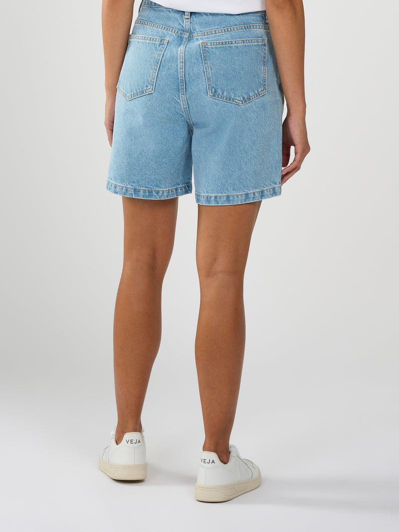 KnowledgeCotton Apparel - WMN REBORN™ mid-rise shorts Denims 3050 Bleached Stonewash