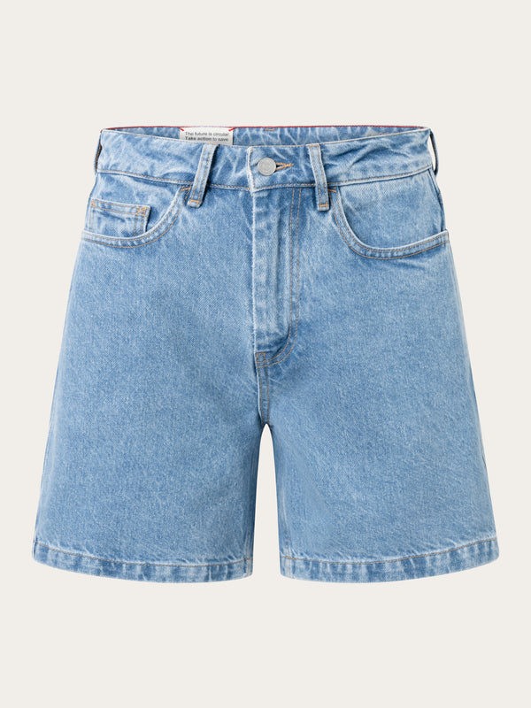 KnowledgeCotton Apparel - WMN REBORN™ mid-rise shorts Denims 3050 Bleached Stonewash