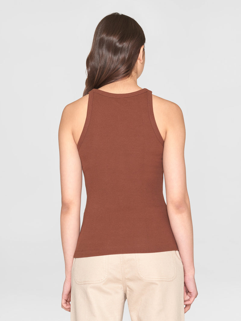 KnowledgeCotton Apparel - WMN Racer rib top T-shirts 1441 Tiramisu