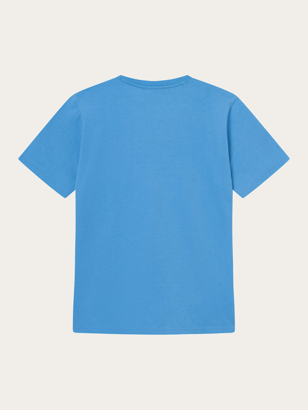 KnowledgeCotton Apparel - MEN Regular fit Badge t-shirt T-shirts 1393 Azure Blue