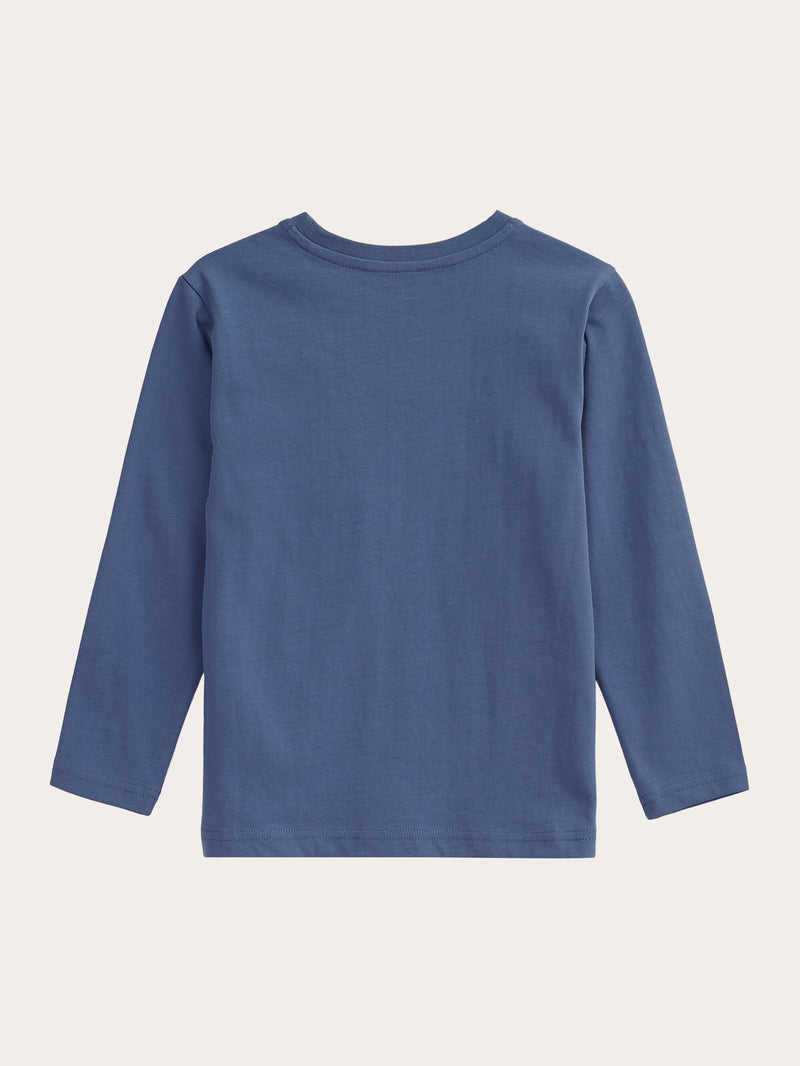 KnowledgeCotton Apparel - YOUNG Regular fit badge long sleeved Long Sleeves 1432 Moonlight Blue