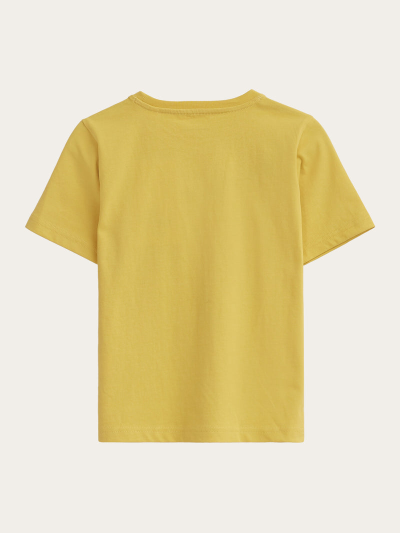 KnowledgeCotton Apparel - YOUNG Regular fit badge t-shirt T-shirts 1429 Misted Yellow