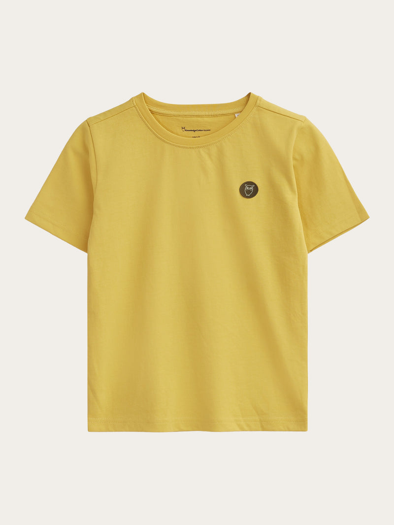 KnowledgeCotton Apparel - YOUNG Regular fit badge t-shirt T-shirts 1429 Misted Yellow