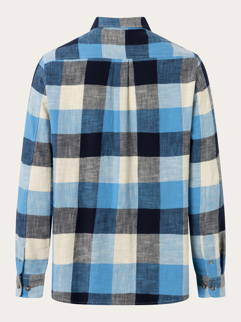 KnowledgeCotton Apparel - MEN Regular fit checkered shirt Shirts 7021 blue check