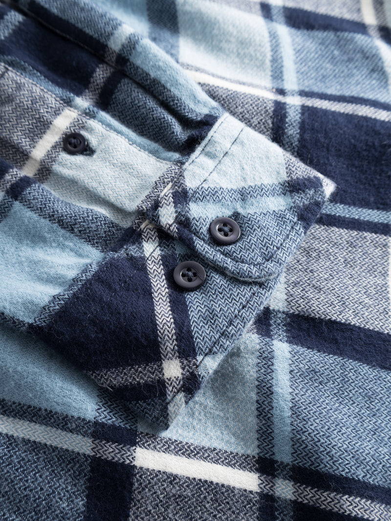 KnowledgeCotton Apparel - MEN Regular fit checkered shirt Shirts 7021 blue check