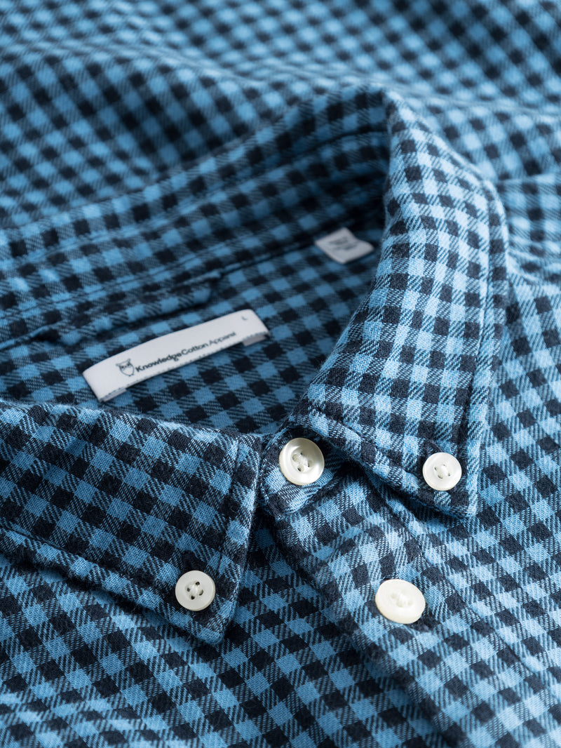 KnowledgeCotton Apparel - MEN Regular fit double layer checkered shirt Shirts 7021 blue check