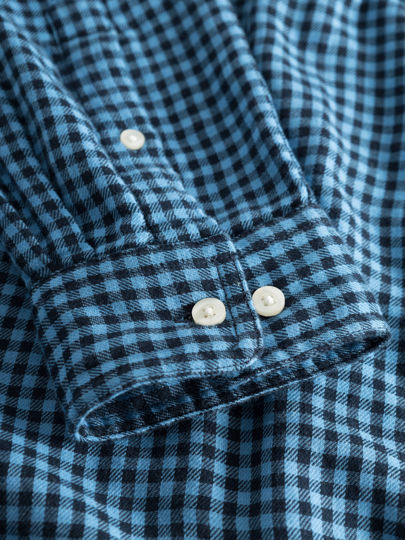 KnowledgeCotton Apparel - MEN Regular fit double layer checkered shirt Shirts 7021 blue check