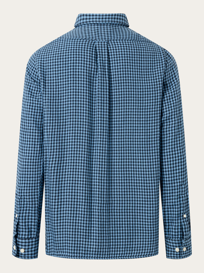 KnowledgeCotton Apparel - MEN Regular fit double layer checkered shirt Shirts 7021 blue check