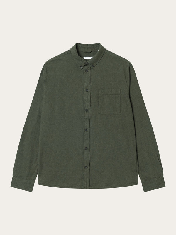 KnowledgeCotton Apparel - MEN Regular fit melangé flannel shirt Shirts 1090 Forrest Night