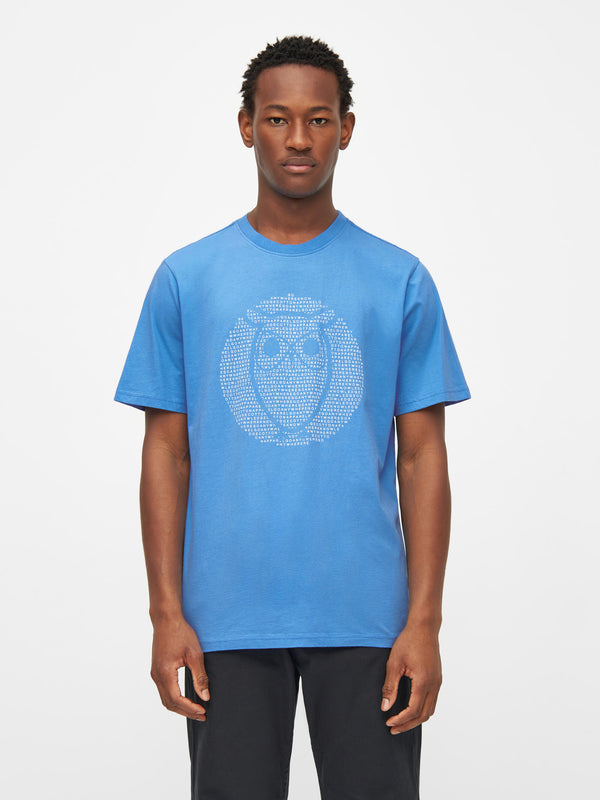 KnowledgeCotton Apparel - MEN Regular fit owl chest print T-shirts 1393 Azure Blue