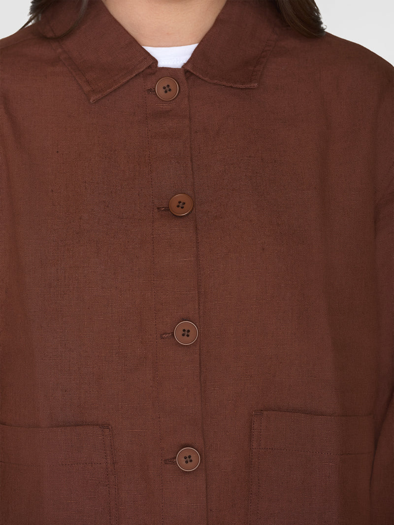 KnowledgeCotton Apparel - WMN Regular linen overshirt - GOTS/Vegan Overshirts 1441 Tiramisu