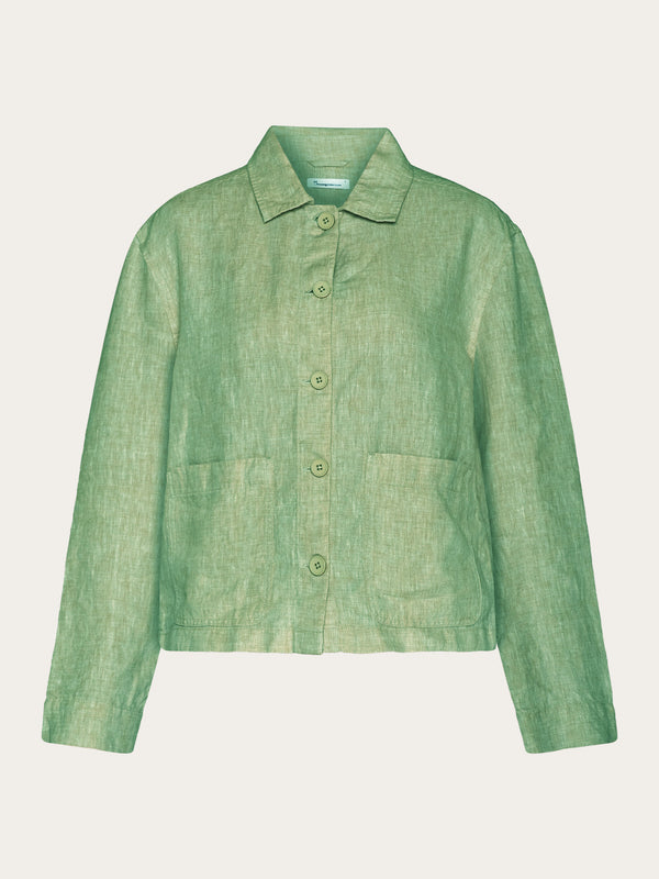 KnowledgeCotton Apparel - WMN Regular linen overshirt - GOTS/Vegan Overshirts 1454 Shale Green