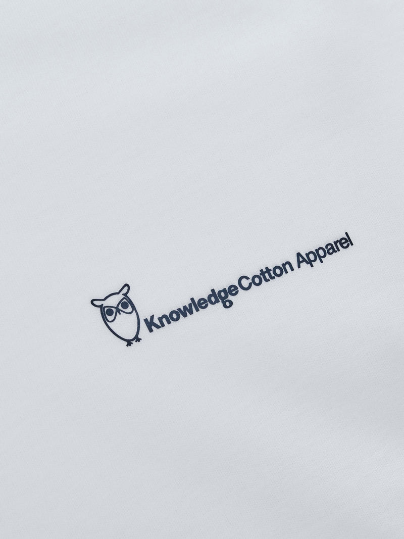 KnowledgeCotton Apparel - MEN Regular trademark chest print t-shirt T-shirts 1010 Bright White