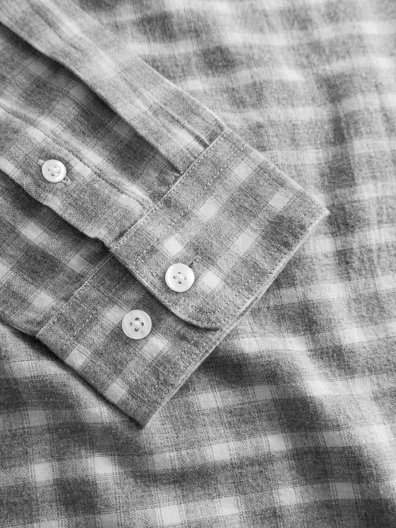 KnowledgeCotton Apparel - MEN Regularfit small checkered shirt Shirts 7031 Grey check