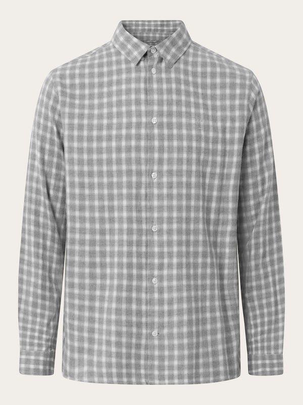 KnowledgeCotton Apparel - MEN Regularfit small checkered shirt Shirts 7031 Grey check