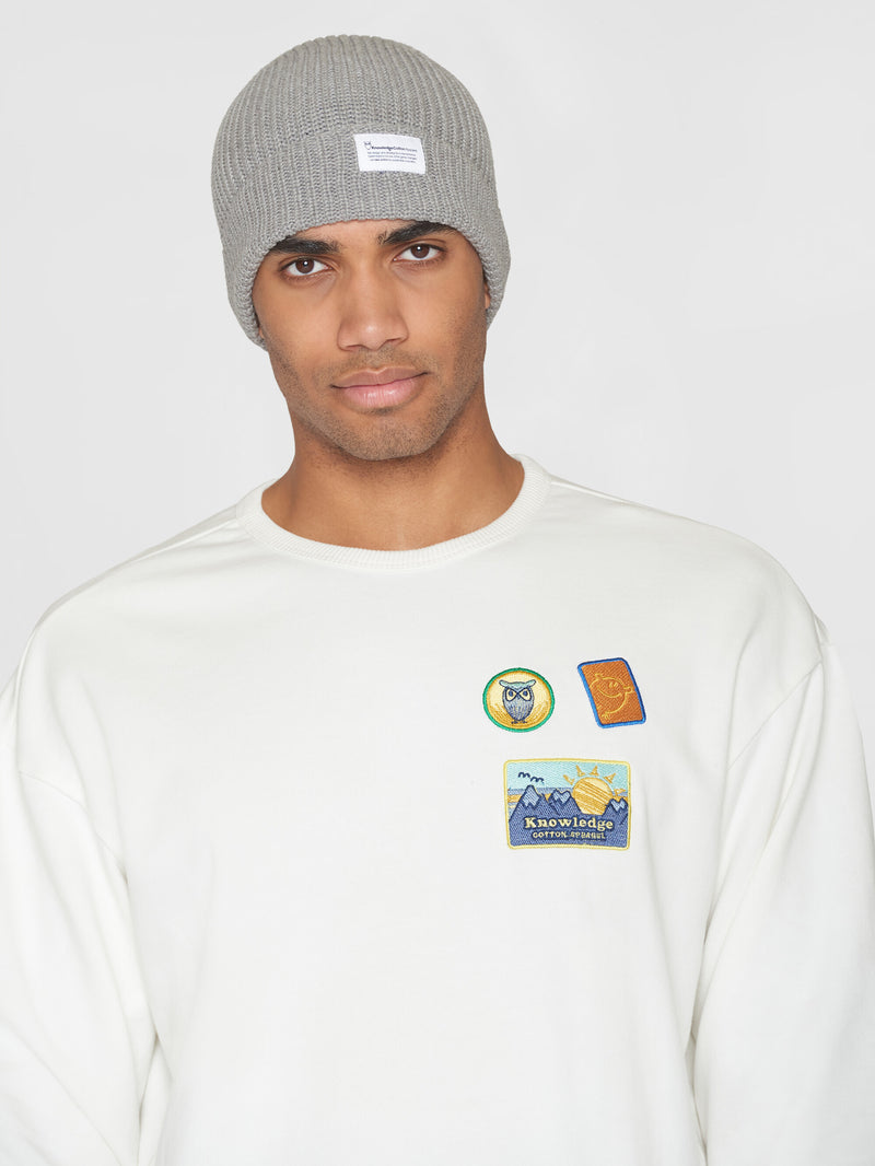 KnowledgeCotton Apparel - UNI Rib hat - GOTS/Vegan Hats 1012 Grey Melange