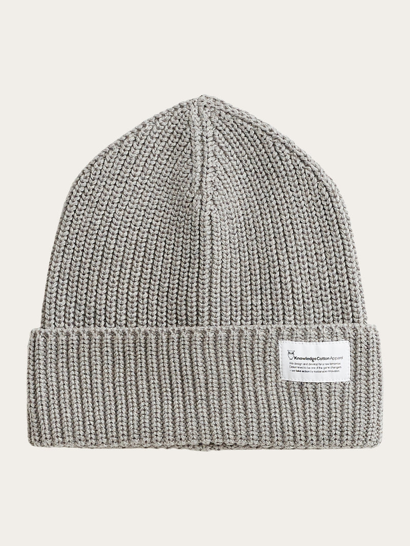 KnowledgeCotton Apparel - UNI Rib hat - GOTS/Vegan Hats 1012 Grey Melange