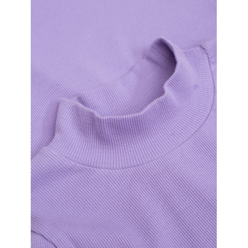 KnowledgeCotton Apparel - WMN Rib high neck SS T-shirts 1418 Violet Tulip