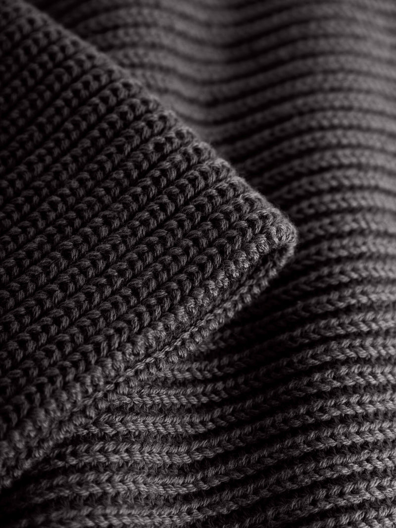 KnowledgeCotton Apparel - UNI Rib knit scarf Scarfs 1073 Dark Grey Melange