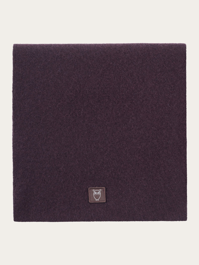 KnowledgeCotton Apparel - UNI Rib knit wool scarf Scarfs 1404 Deep Mahogany