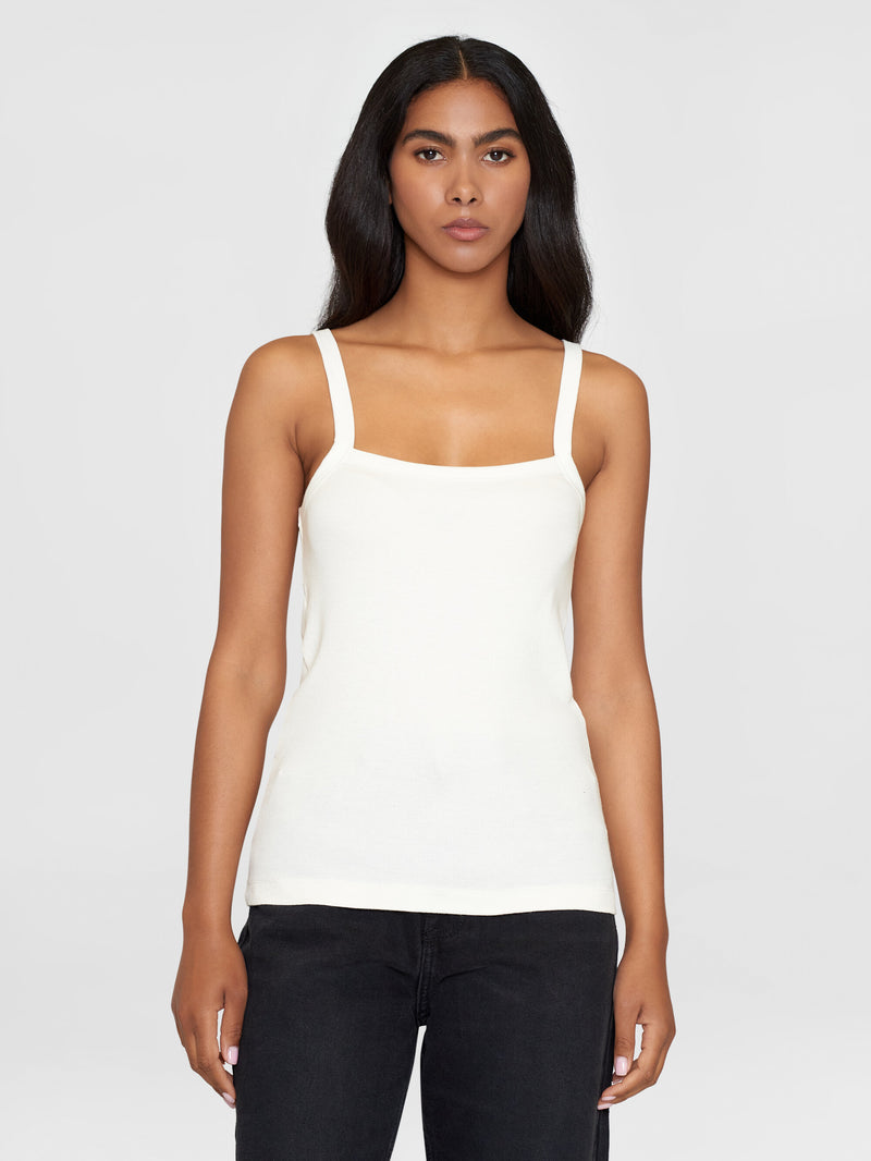 KnowledgeCotton Apparel - WMN Rib strap top T-shirts 1007 Star White