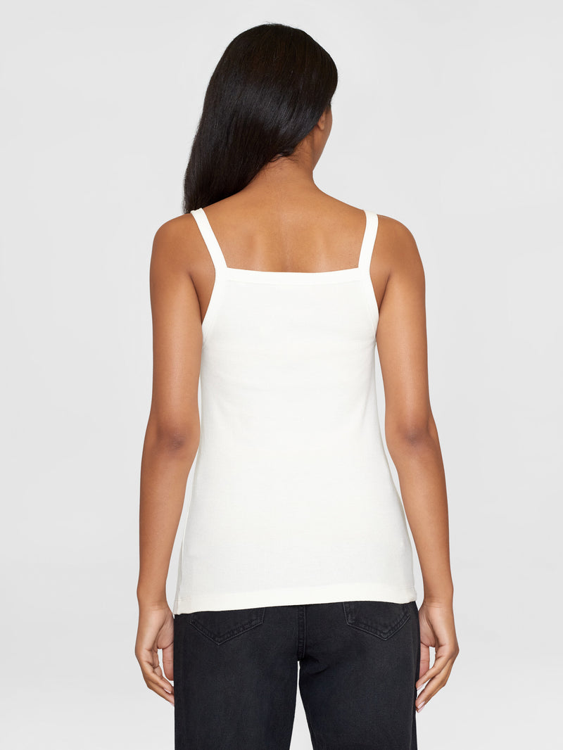 KnowledgeCotton Apparel - WMN Rib strap top T-shirts 1007 Star White