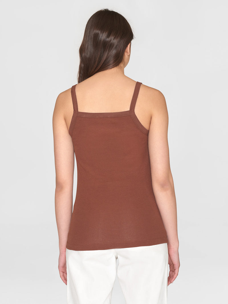 KnowledgeCotton Apparel - WMN Rib strap top T-shirts 1441 Tiramisu