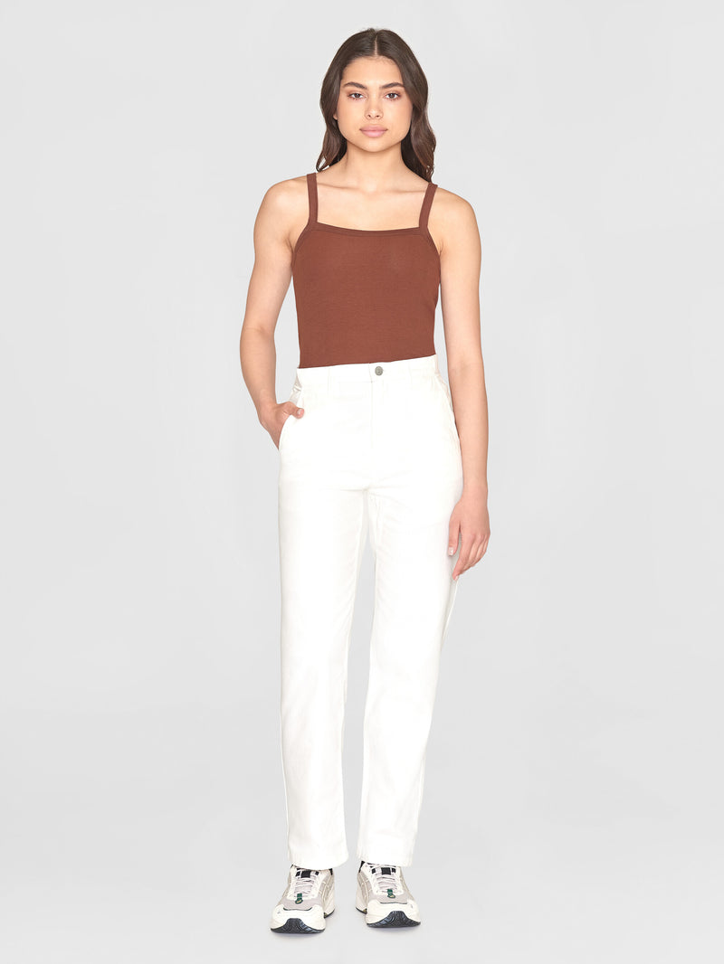 KnowledgeCotton Apparel - WMN Rib strap top T-shirts 1441 Tiramisu