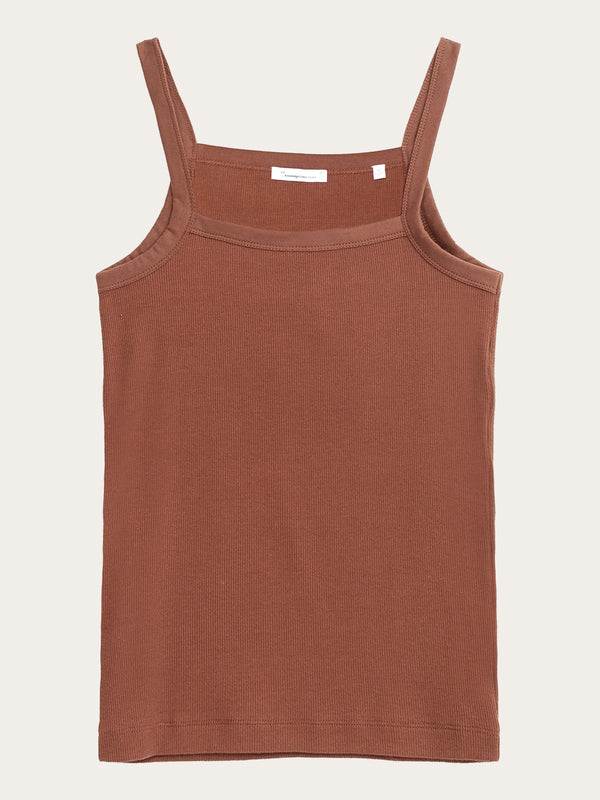 KnowledgeCotton Apparel - WMN Rib strap top T-shirts 1441 Tiramisu