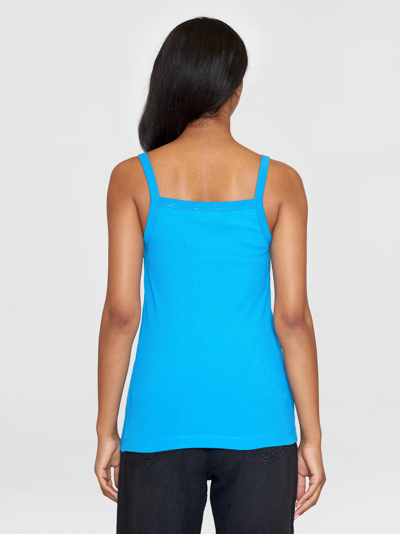 KnowledgeCotton Apparel - WMN Rib strap top T-shirts 1445 Malibu Blue