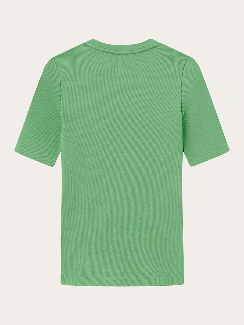 KnowledgeCotton Apparel - WMN Rib t-shirt T-shirts 1454 Shale Green