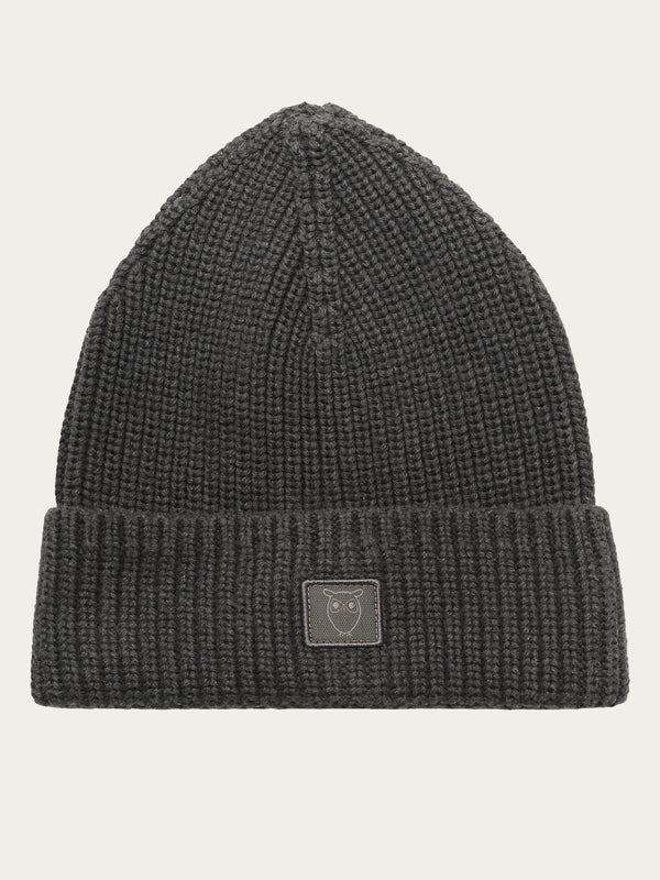 KnowledgeCotton Apparel - UNI Ribbing hat Hats 1073 Dark Grey Melange