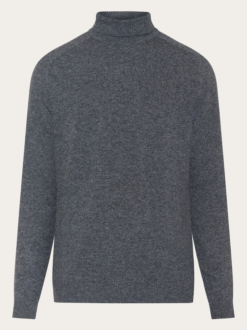 KnowledgeCotton Apparel - MEN Roll neck knit Knits 1073 Dark Grey Melange