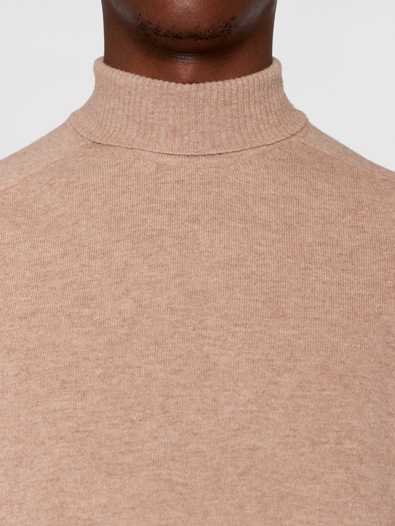 KnowledgeCotton Apparel - MEN Roll neck knit Knits 1336 Kelp melange