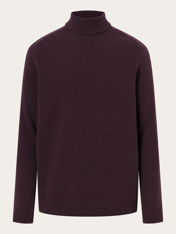 KnowledgeCotton Apparel - MEN Roll neck knit Knits 1404 Deep Mahogany