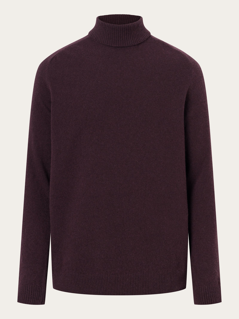 KnowledgeCotton Apparel - MEN Roll neck knit Knits 1404 Deep Mahogany